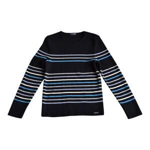 Saint James France Striped Wool Blend Crewneck Sweater - Navy Multi - Size S